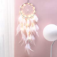 Dsaren Atrapasueños Led- Plumas Atrapasueños Hecho a Mano Dream Catcher Pequeno para Coche Dormitorio Boda Pared Hogar…